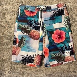𝅺american Eagle Board Shorts Size Small Floral Tropical Hawaiian Hawaii